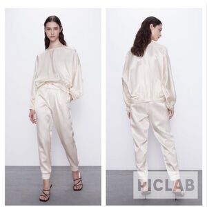 NEW ZARA SATIN JOGGER SET 2 PC, XS/S